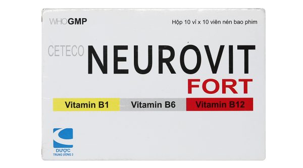 Ceteco Neurovit Fort trị thiếu các vitamin B1, B6, B12 (10 vỉ x 10 viên)