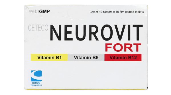 Ceteco Neurovit Fort trị thiếu các vitamin B1, B6, B12 (10 vỉ x 10 viên)