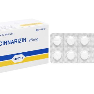 Cinnarizin Vidipha 25mg trị rối loạn tiền đình, chống say xe (10 vỉ x 10 viên)