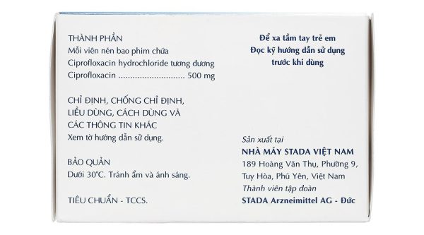 Ciprofloxacin Stada 500mg điều trị nhiễm khuẩn (10 vỉ x 10 viên)