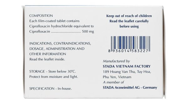 Ciprofloxacin Stada 500mg điều trị nhiễm khuẩn (10 vỉ x 10 viên)