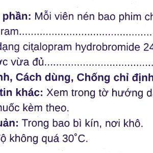 Citalopram Stella 20mg trị trầm cảm và rối loạn hoảng sợ (3 vỉ x 10 viên)