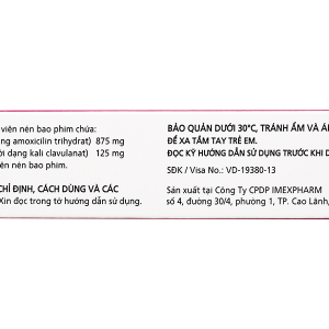 Claminat 1g trị các trường hợp nhiễm khuẩn tai mũi họng (2 vỉ x 7 viên)