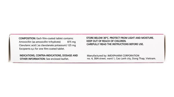 Claminat 1g trị các trường hợp nhiễm khuẩn tai mũi họng (2 vỉ x 7 viên)