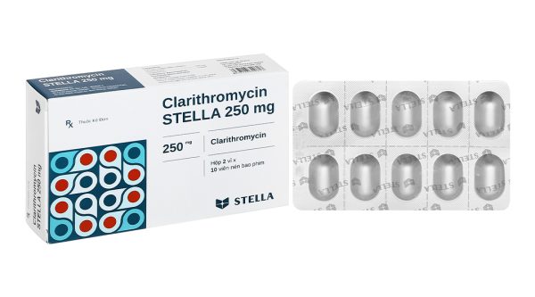 Clarithromycin Stella 250mg trị nhiễm khuẩn do các vi khuẩn nhạy cảm (2 vỉ x 10 viên)