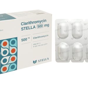 Clarithromycin Stella 500mg trị nhiễm khuẩn (4 vỉ x 7 viên)