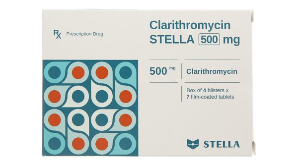 Clarithromycin Stella 500mg trị nhiễm khuẩn (4 vỉ x 7 viên)