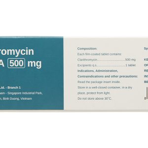 Clarithromycin Stella 500mg trị nhiễm khuẩn (4 vỉ x 7 viên)