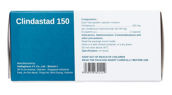 Clindastad 150 trị nhiễm khuẩn (5 vỉ x 10 viên)