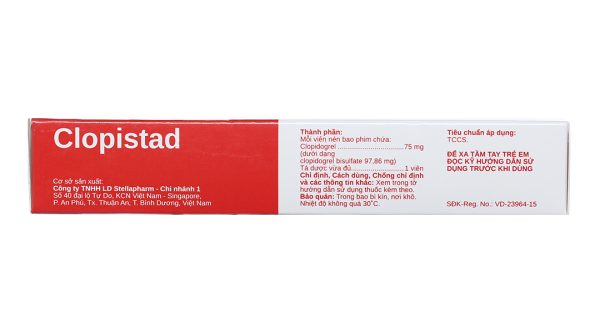 Clopistad 75mg phòng ngừa các biến cố do huyết khối động mạch (3 vỉ x 10 viên)