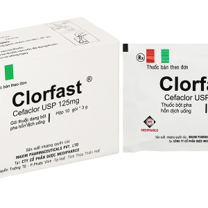 Bột pha hỗn dịch uống Clorfast 125mg trị nhiễm khuẩn (10 gói x 3g)