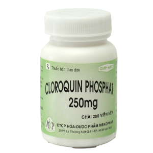 Cloroquin Phosphat Mekophar 250mg trị sốt rét cấp, viêm khớp dạng thấp chai 200 viên