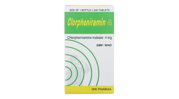 Clorpheniramin 4 DHG Pharma trị viêm mũi dị ứng, mề đay lọ 200 viên