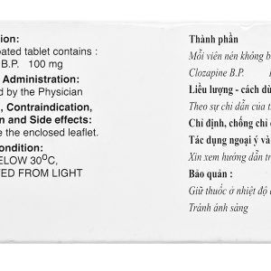 Clozapyl-100 trị tâm thần phân liệt (10 vỉ x 10 viên)