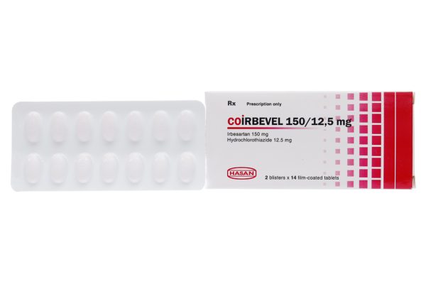 Coirbevel 150/12.5mg trị tăng huyết áp (2 vỉ x 14 viên)