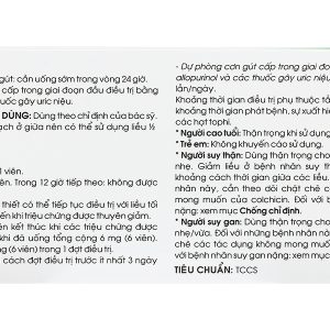 Colchicin Traphaco 1mg trị đợt gout cấp, dự phòng gout tái phát (1 vỉ x 20 viên)