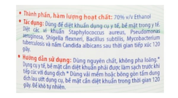 Cồn 70 độ VP sát khuẩn bề mặt chai 500ml