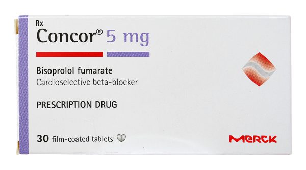 Concor 5mg trị tăng huyết áp, đau thắt ngực, suy tim mãn tính (3 vỉ x 10 viên)