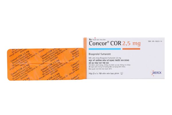 Concor 2.5mg trị bệnh suy tim mạn tính ổn định (3 vỉ x 10 viên)