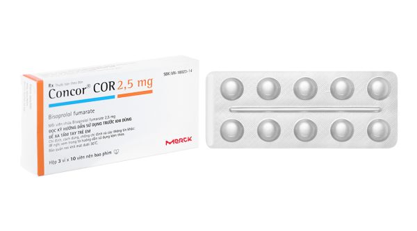 Concor 2.5mg trị bệnh suy tim mạn tính ổn định (3 vỉ x 10 viên)