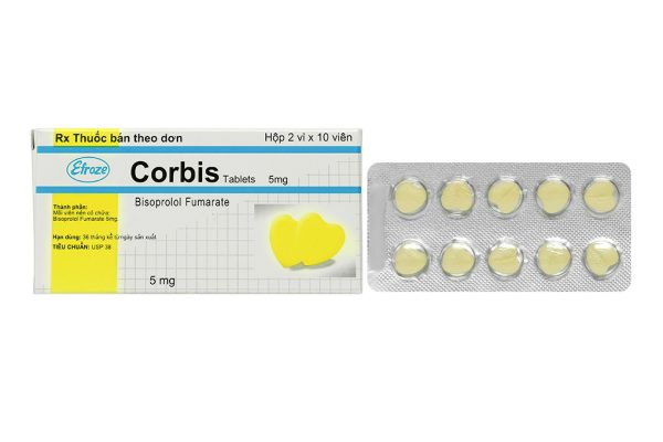 Corbis Tablets 5mg trị tăng huyết áp, đau thắt ngực (2 vỉ x 10 viên)