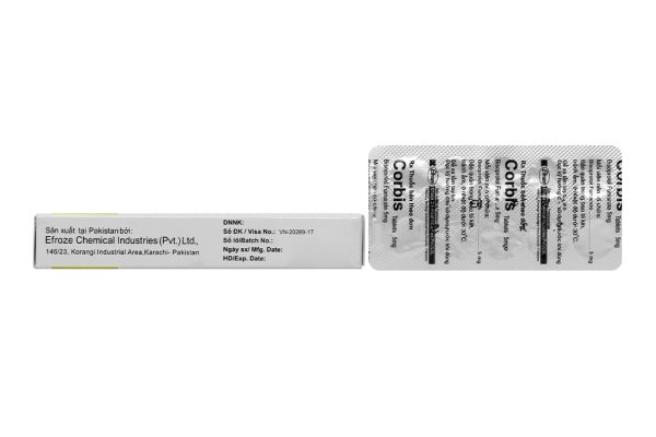 Corbis Tablets 5mg trị tăng huyết áp, đau thắt ngực (2 vỉ x 10 viên)