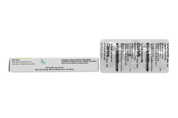 Corbis Tablets 5mg trị tăng huyết áp, đau thắt ngực (2 vỉ x 10 viên)