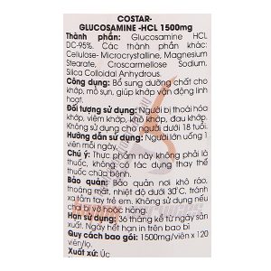 Costar Glucosamine HCL 1500mg bổ sung dưỡng chất cho khớp chai 120 viên