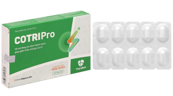 Cotripro tăng sức bền thành mạch, giảm triệu chứng trĩ hộp 20 viên