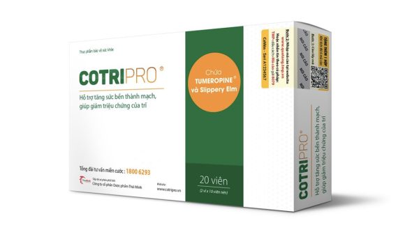 Cotripro tăng sức bền thành mạch, giảm triệu chứng trĩ hộp 20 viên