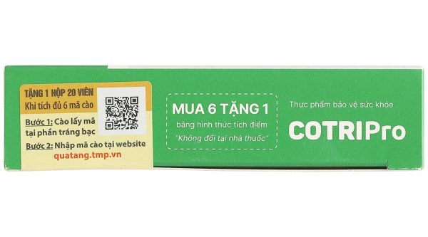 Cotripro tăng sức bền thành mạch, giảm triệu chứng trĩ hộp 20 viên