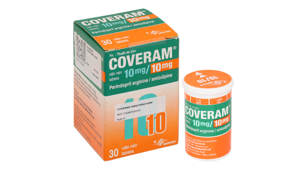 Coveram 10mg/10mg trị tăng huyết áp, mạch vành hộp 30 viên