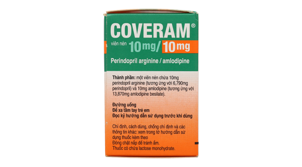 Coveram 10mg/10mg trị tăng huyết áp, mạch vành hộp 30 viên