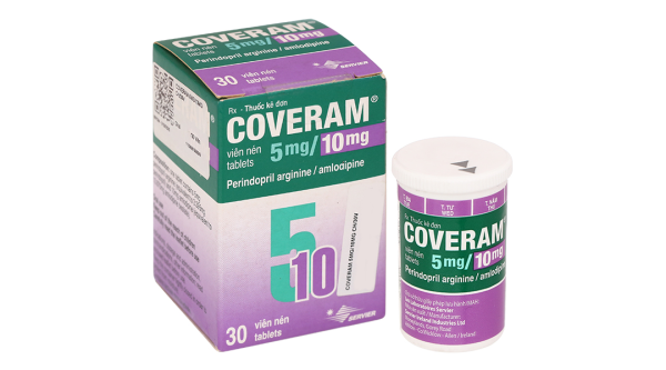 Coveram 5mg/10mg trị tăng huyết áp, mạch vành hộp 30 viên