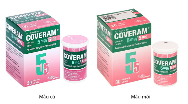 Coveram 5mg/5mg trị tăng huyết áp, mạch vành hộp 30 viên