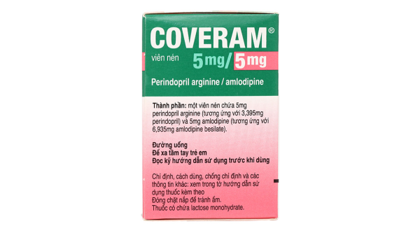 Coveram 5mg/5mg trị tăng huyết áp, mạch vành hộp 30 viên