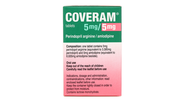 Coveram 5mg/5mg trị tăng huyết áp, mạch vành hộp 30 viên