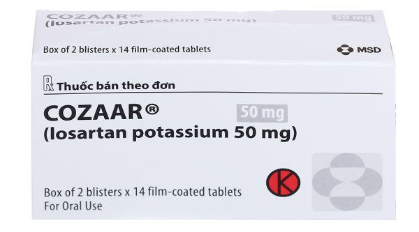 Cozaar 50mg trị tăng huyết áp, suy tim (2 vỉ x 14 viên)