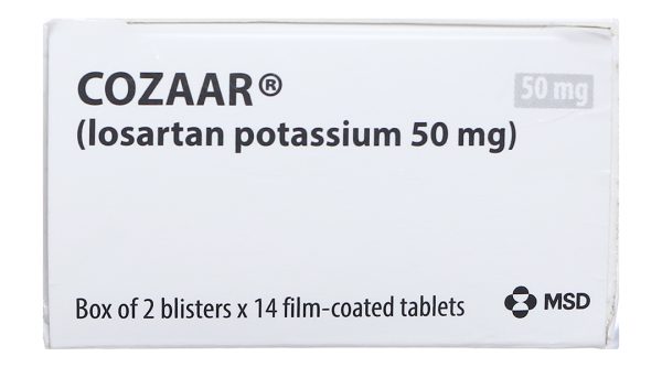 Cozaar 50mg trị tăng huyết áp, suy tim (2 vỉ x 14 viên)