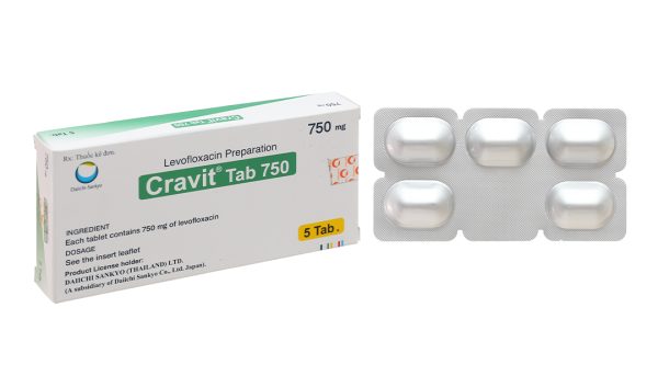 Cravit Tab 750 trị nhiễm khuẩn nhẹ, trung bình và nghiêm trọng (1 vỉ x 5 viên)