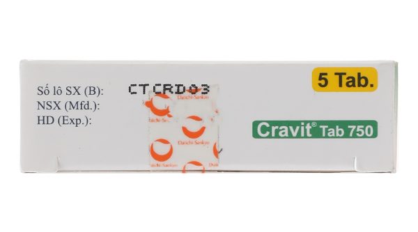 Cravit Tab 750 trị nhiễm khuẩn nhẹ, trung bình và nghiêm trọng (1 vỉ x 5 viên)