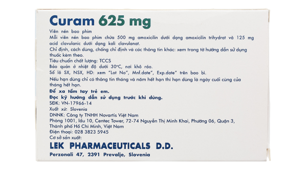 Curam 625mg trị nhiễm khuẩn (10 vỉ x 8 viên)