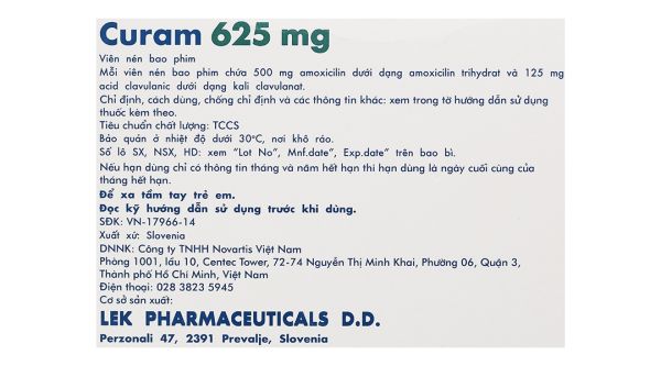 Curam 625mg trị nhiễm khuẩn (10 vỉ x 8 viên)