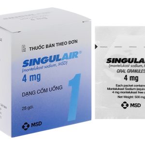 Thuốc cốm Singulair 4mg trị hen phế quản mạn tính hộp 28 gói
