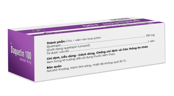 Daquetin 100 trị tâm thần phân liệt, rối loạn lưỡng cực (5 vỉ x 10 viên)