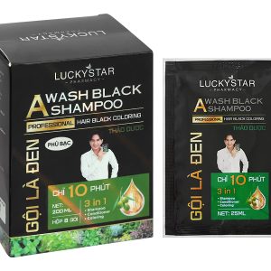 Dầu gội đen Lucky Star phủ bạc làm đen tóc hộp 8 gói x 25ml