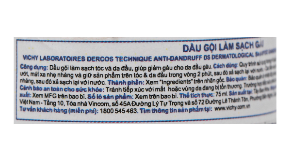 Dầu Gội Vichy Dercos hỗ trợ trị gàu chai 75ml