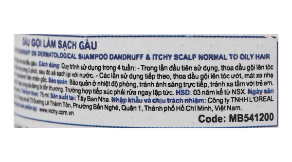 Dầu Gội Vichy Dercos hỗ trợ trị gàu chai 75ml