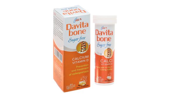 Viên nén sủi bọt Davita bone Sugar Free phòng và điều trị bệnh loãng xương tuýp 10 viên