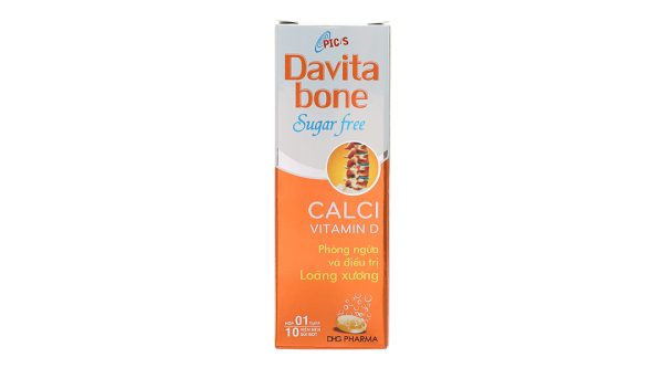 Viên nén sủi bọt Davita bone Sugar Free phòng và điều trị bệnh loãng xương tuýp 10 viên